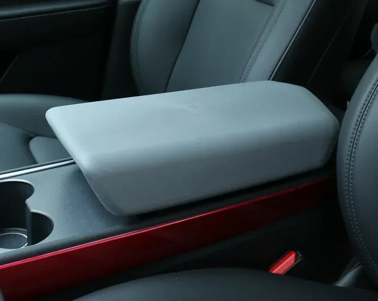 Tesla Model 3/Y 2023-2024 Armrest Protector Box Cover – Soft White TPE Center Console Pad for Model 3 Highland