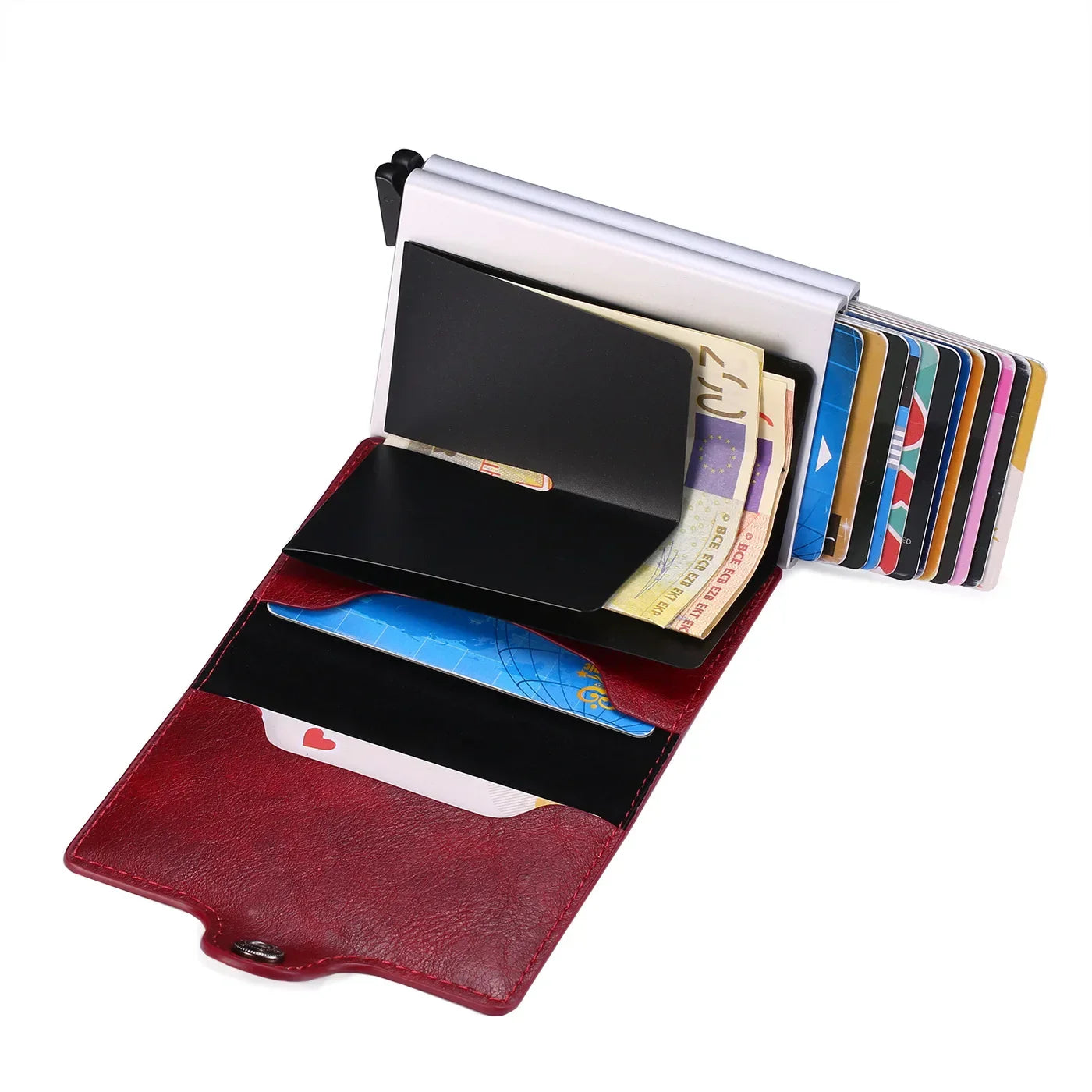 RFID Carbon Fiber Slim Wallet for Men – Mini Card Holder with 14 Slots, Small Money Bag Purse