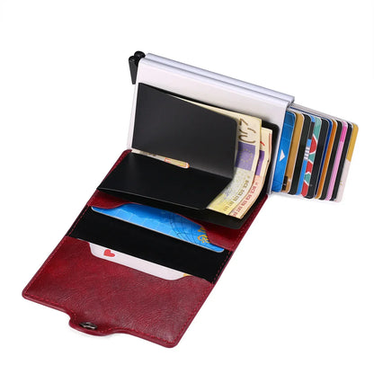 RFID Carbon Fiber Slim Wallet for Men – Mini Card Holder with 14 Slots, Small Money Bag Purse