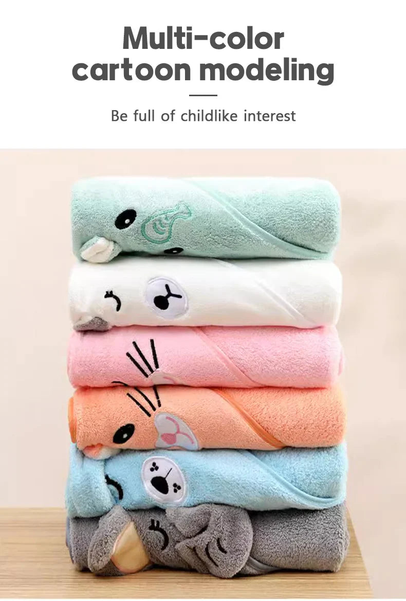 Cute Baby Bath Towel – Soft, Absorbent Newborn Swaddle Wrap Blanket for Girls & Boys