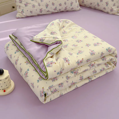 Washed Double Gauze Quilt – Lightweight Summer Comforter with Soya Fibre Filling, Soft & Breathable for Queen Size