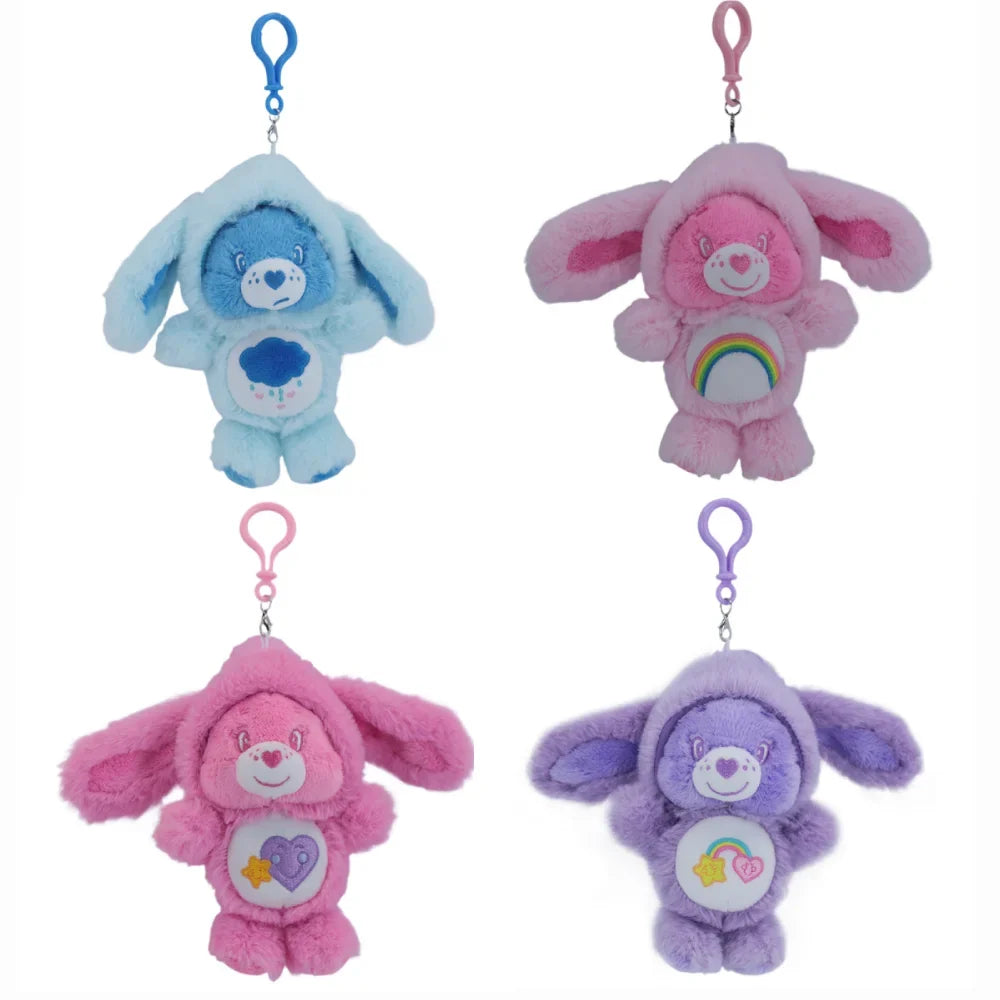 Care Bears Plush Keychain - 17cm Rabbit Ear Hood Furry Cartoon Bag Charm