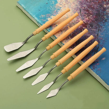 7pcs Oil Painting Palette Knife Set – Scraper Spatula for Acrylic, Watercolor, Gouache, and Color Mixing Art Supplies