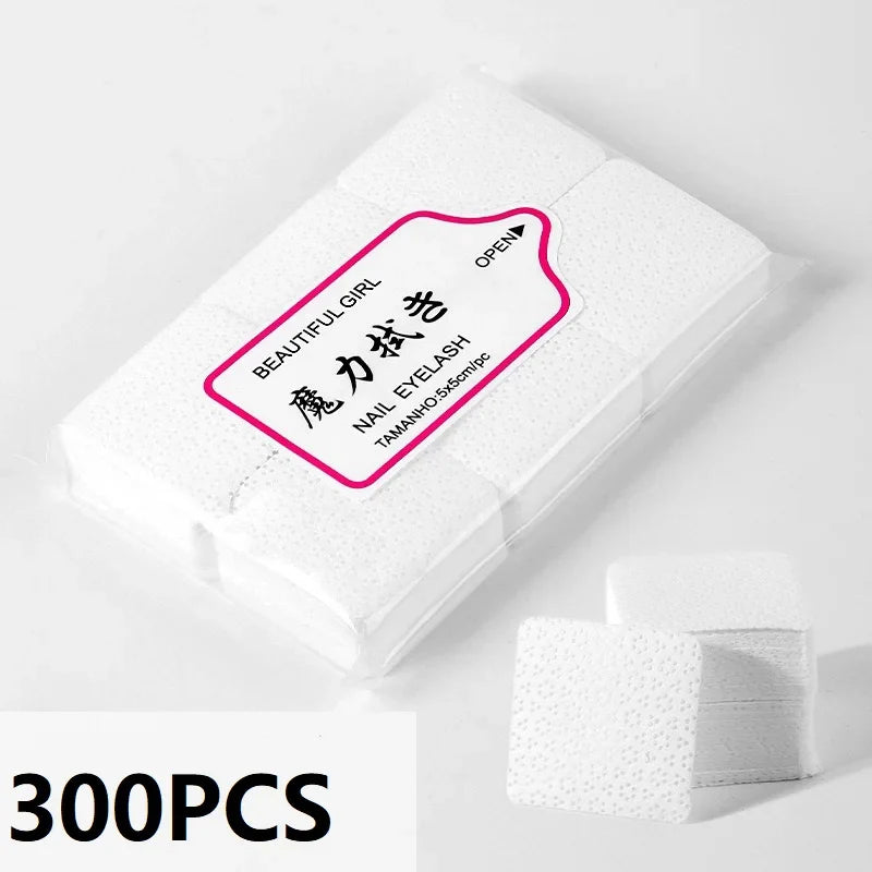 300PCS Lint-Free Nail Wipes – Cotton Pads for Manicure, Nail Cleaning & Salon Use