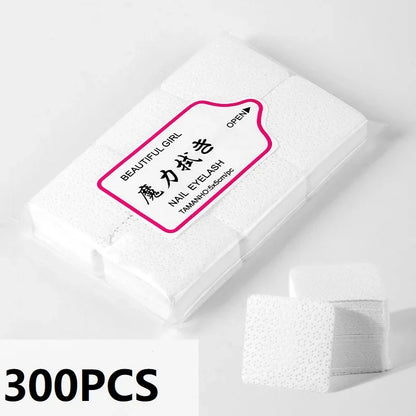 300PCS Lint-Free Nail Wipes – Cotton Pads for Manicure, Nail Cleaning & Salon Use