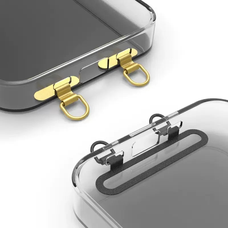Ultra-Thin Metal Lanyard Patch 1/4Pcs – Stainless Steel Dual Hole Phone Case Connector Gasket for iPhone 14/15/16/17 Hanging Card Strap