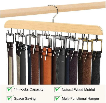 Wooden Belt and Scarf Rack Organizer – Wardrobe Hanger for Belts, Ties, and Accessories, Men’s and Women’s Clothing Storage   2/2