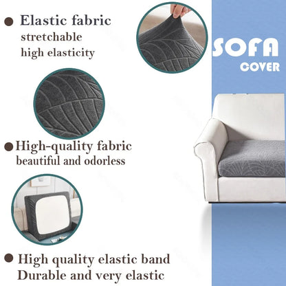Waterproof Thick Jacquard Sofa Cushion Cover – Anti-Slip, Dust-Resistant Solid Color Elastic Cover for Living Room (1PC)