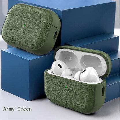 Leather Texture Case for Apple AirPods 1–4 & Pro — Protective Wireless Earphone Cover Anti-Lost