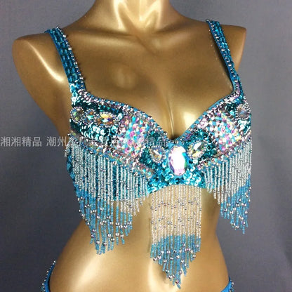 Sexy Girl Belly Dance Costume Set – Bra & Belt Set in 10 Colors for Ladies Bellydancing