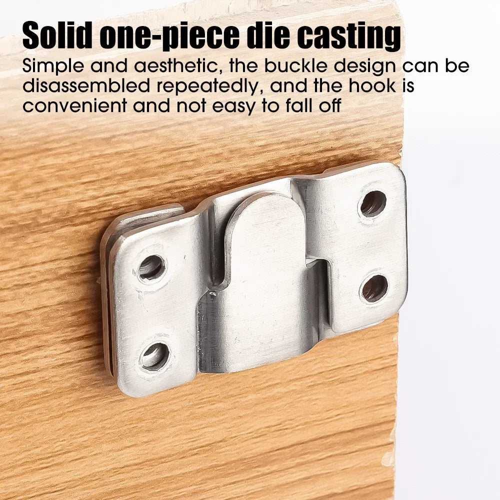 1-10 Set Stainless Steel Picture Frame Hooks | Wall Hanger Flush Mount Hanging Bracket Connector for Furniture