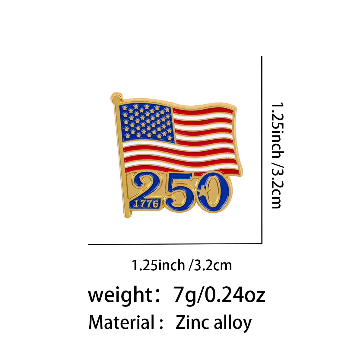 2026 USA 250th Anniversary Pin - Patriotic Enamel Brooch Jewelry Gift for Men and Women Independence Day Celebration