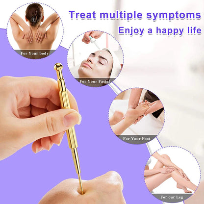 Facial Reflexology Massage Tool – Retractable Acupuncture Pen with Double-Headed Spring for Ear & Face Care