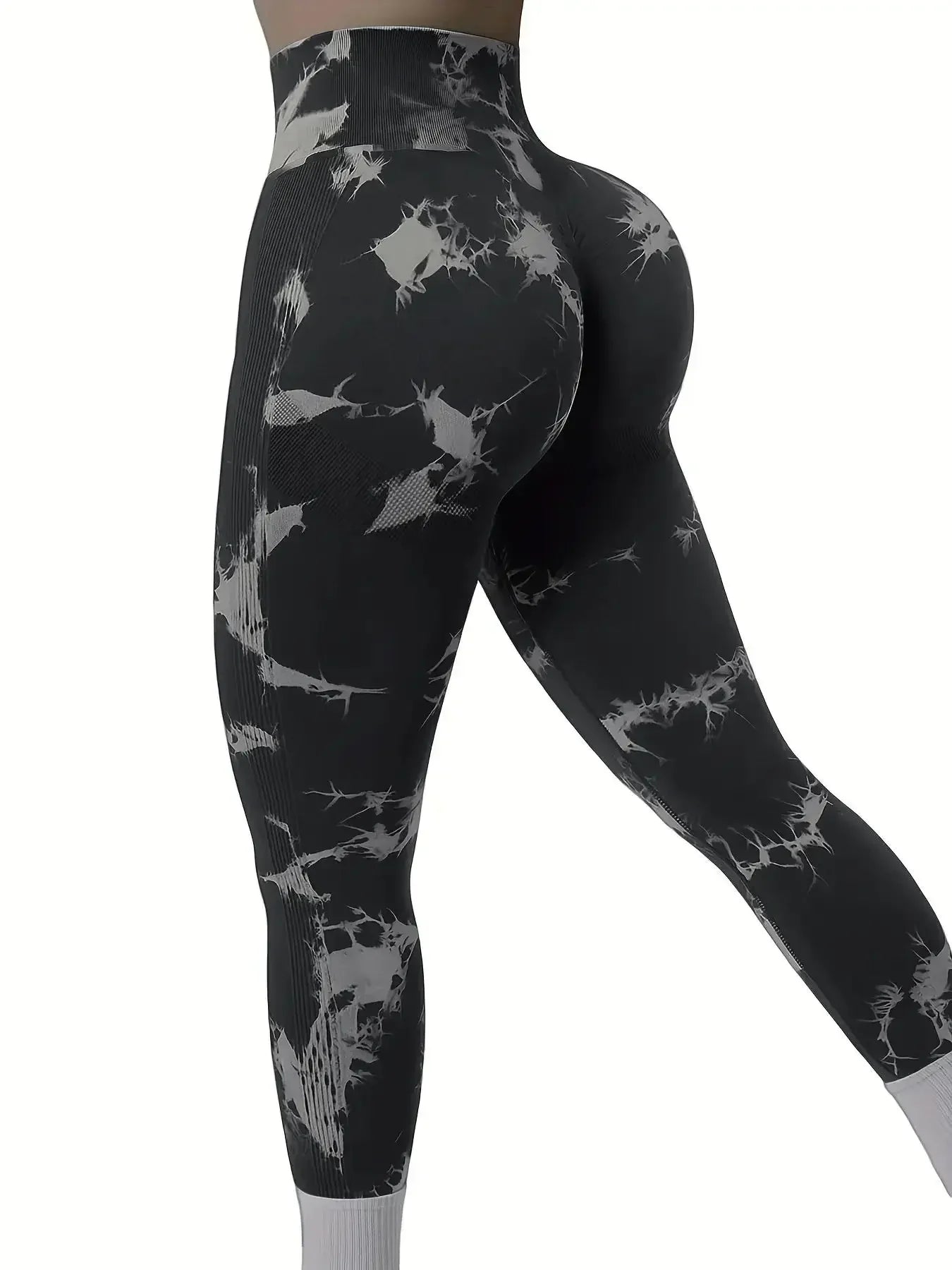 Women’s Tie-Dye Seamless High Waist Yoga Pants – Peach Lift Butt Sculpting Stretch Fitness Leggings