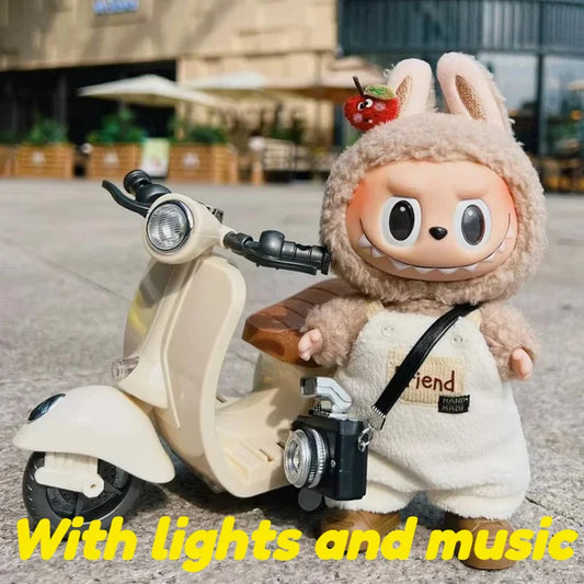 Labubu Mini Electric Motorcycle Doll – Cute Toy with Lights, Music & Accessories for Kids