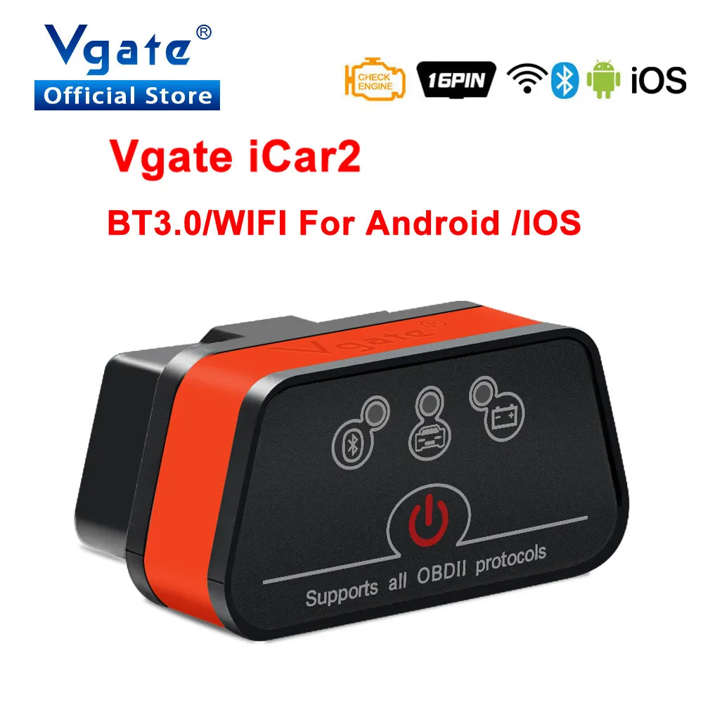 Stay Connected: Vgate iCar2 OBD2 Bluetooth WIFI Car Scanner Tool - ELM327 V2.2 for iOS/Android, Auto Diagnostic Scanner with Advanced Features