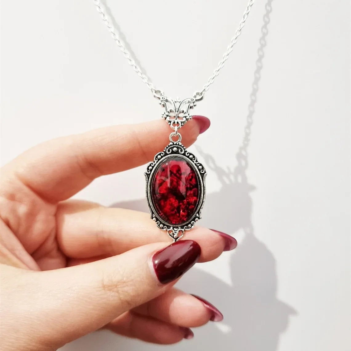 Gothic Vampire Blood Drop Necklace — Vintage Purple & Red Bat Eye Pendant, Witch Jewelry Accessory Gift for Women