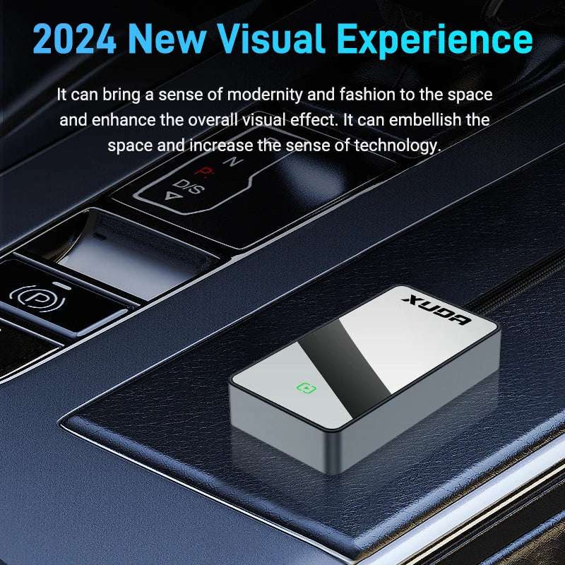 Wired to Wireless 2 in 1 Carplay and Android Auto Adapter - Glass Rearview Mirror Mini AI Box, USB/C Plug & Play for OEM Cars