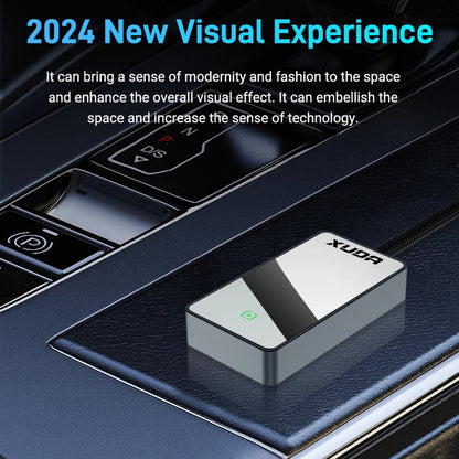 Wired to Wireless 2 in 1 Carplay and Android Auto Adapter - Glass Rearview Mirror Mini AI Box, USB/C Plug & Play for OEM Cars