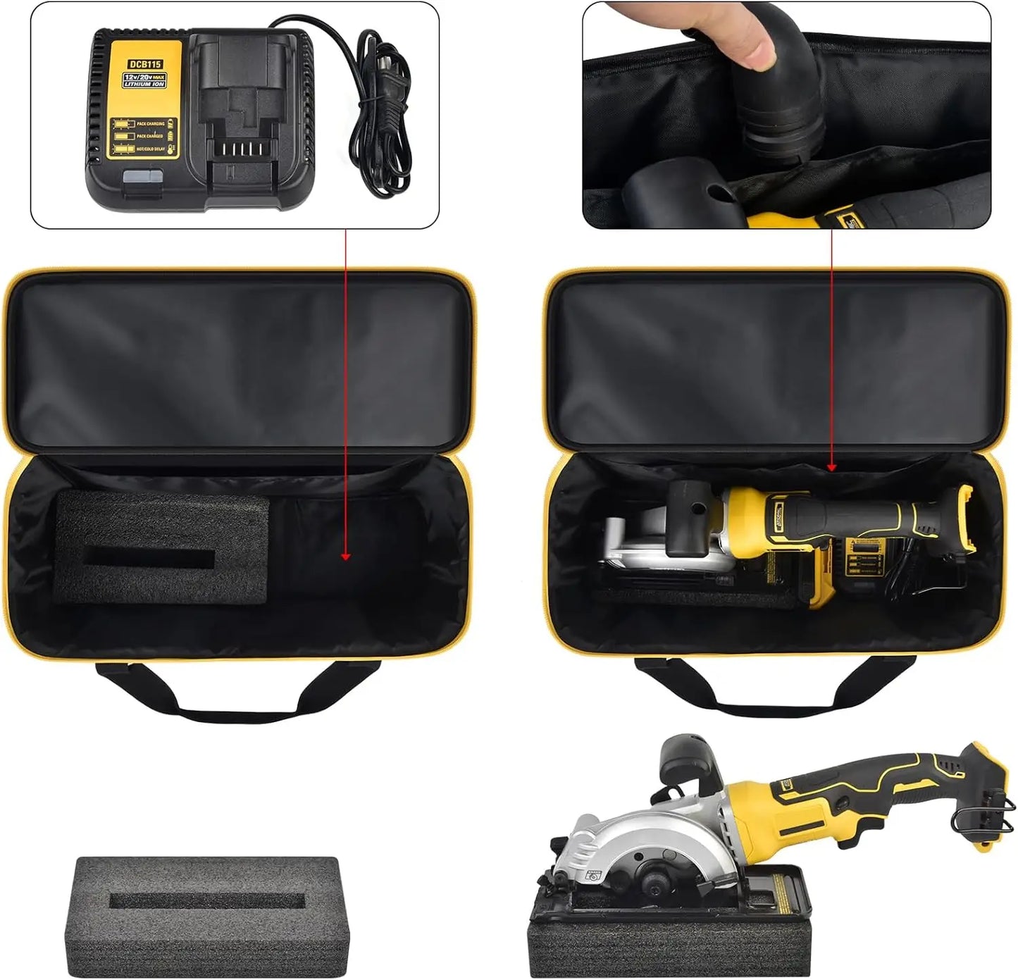 Hard Tool Carrying Case for DEWALT 20V Max & Compatible Circular Saws – Protective Organizer Bag (Case Only)