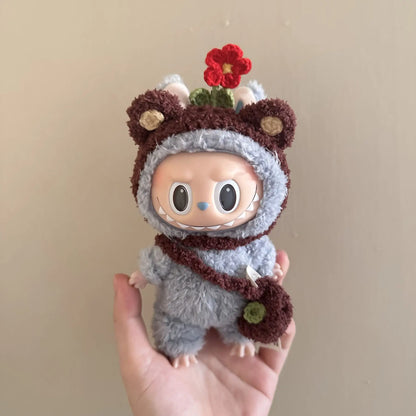 17cm Labubu Doll Clothes – Sunflower Red Flower Heartbeat Macaron Cute Outfit for Labubu Dolls