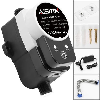 AISITIN Brushless Booster Water Pump — 16m 24V IP56 Automatic Pressure Controller for Home Water Heating