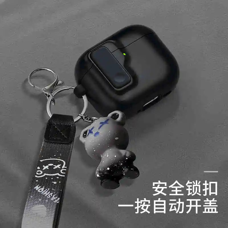 2024 New Hard Hybrid Protector Case for AirPods 4 (USB-C) — Magnetic Lid Lock Luxury Cover for Apple AirPods 4
