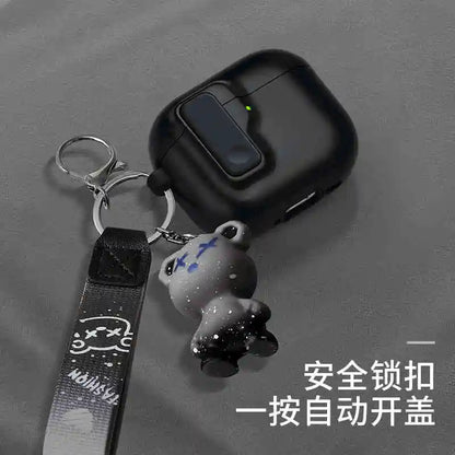 2024 New Hard Hybrid Protector Case for AirPods 4 (USB-C) — Magnetic Lid Lock Luxury Cover for Apple AirPods 4