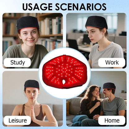 Red Light Therapy Hair Growth Cap – 660nm & 850nm Infrared Device for Hair Loss Treatment with USB Charging