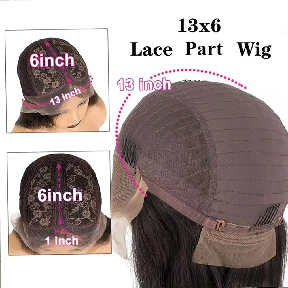 Kinky Straight Lace Front Wig – HD Transparent Remy Human Hair, Glueless Lace Part Wig for Women