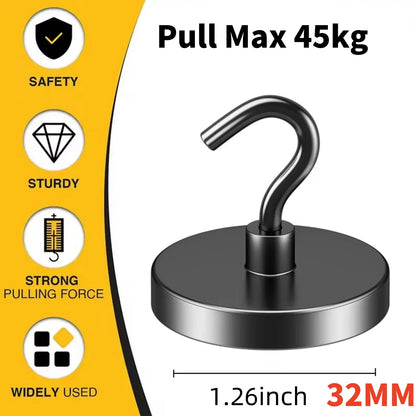 Heavy-Duty Magnetic Hooks — Strong Magnet Hangers for Home, Kitchen, Office & Workplace (Pack of 4/6/8/12, Black)