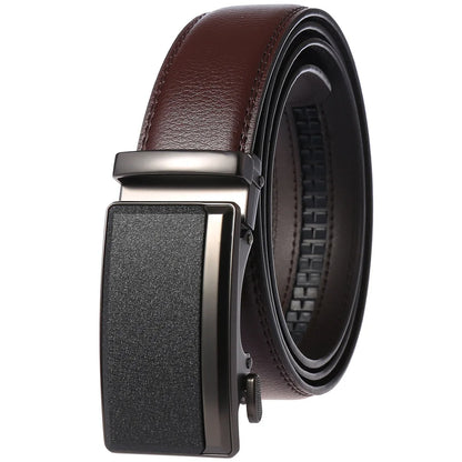 Men’s Cowskin Leather Belt – Luxury Automatic Buckle Designer Style in Black or Brown (3.5cm)