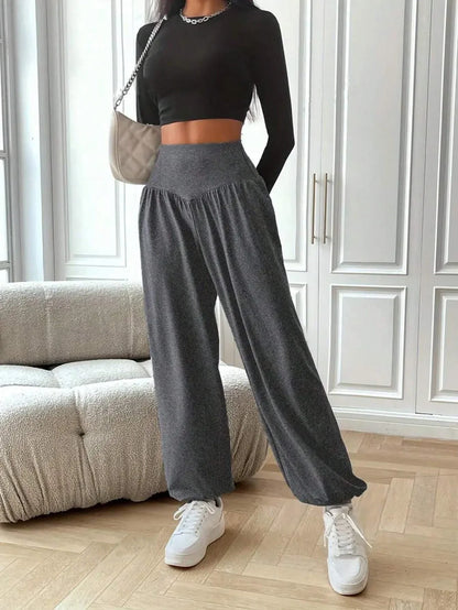 Women’s High Waist Lantern Leggings – Cuffed Breathable Gym & Dance Pants Comfortable Fitness Jeggings