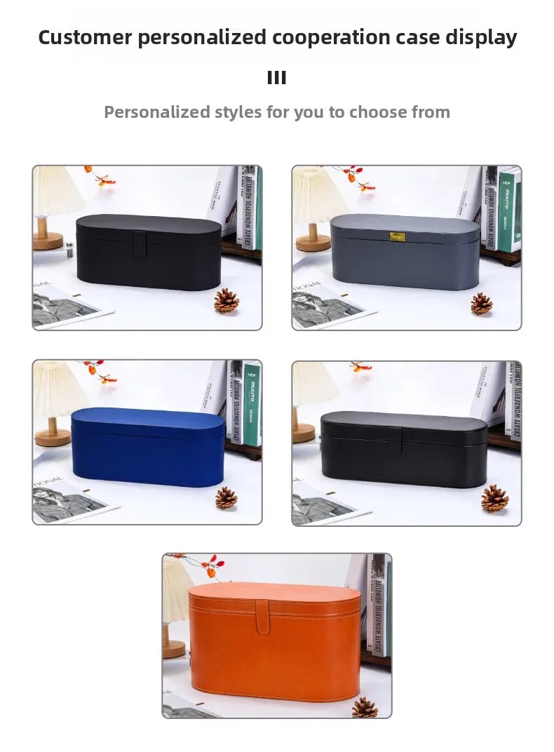 Dyson Hairdryer & Curling Iron PU Leather Storage Box – Round Circular Household Appliance Container