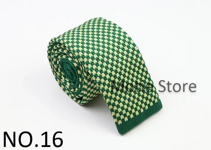 Classic Knit Neck Tie for Men — 6cm Plaid & Dots Casual Business Wedding Tie