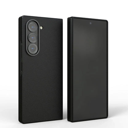 Luxury Leather Shockproof Phone Case for Samsung Galaxy Z Fold 6 – Skin-Friendly Solid Color Full Cover