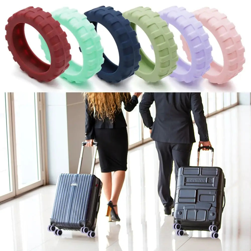 Universal Silicone Luggage Wheel Protectors – Travel Suitcase Caster Covers to Reduce Wear & Noise