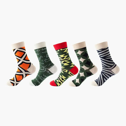 5-Pair Funny Printed Sports Socks - Harajuku Hip Hop Casual Fashion Socks for Men & Women