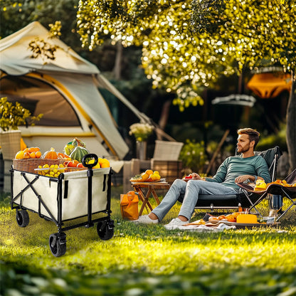Wisfor Heavy Duty Foldable Wagon Cart — 440 Lbs Capacity, Adjustable Handle for Camping, Shopping & Beach