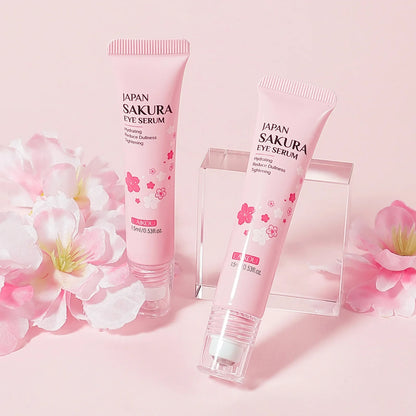 LAIKOU Sakura Eye Serum Roller — Hyaluronic Acid Moisturizing Cream for Eye Bags & Dark Circles, 15ml