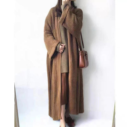 Thick Loose Long Cardigan Sweater Coat – Long Sleeve Warm Knit Outerwear, V-Neck Casual Office Jacket for Women, Fall & Winter