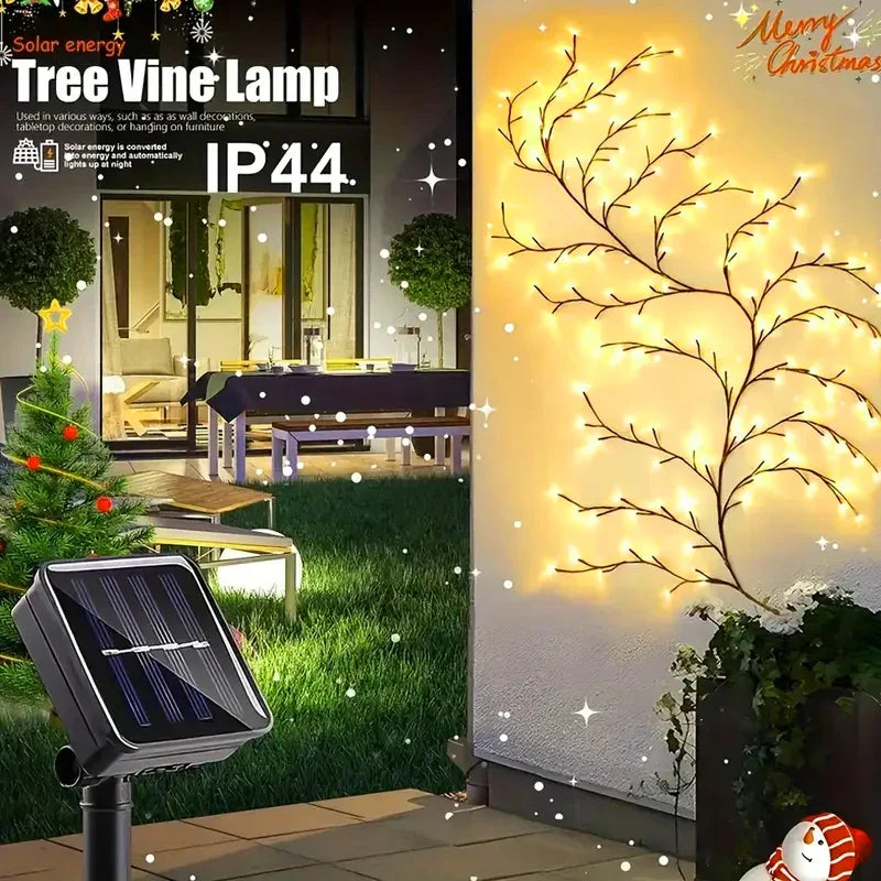 96-LED Solar Willow Vine String Lights – Waterproof Outdoor Fairy Lights with 8 Modes for Garden & Balcony