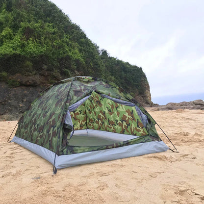 Waterproof Camping Tent: Windproof UV Sunshade Canopy for 1/2 Person - Single Layer Outdoor Portable Camouflage Tent Equipment
