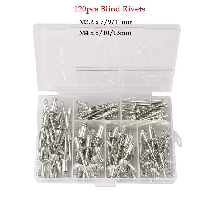 Heavy Duty Hand Riveter Gun Kit – 60/120/200/380pcs Blind Rivet Set with Pliers for Automotive & Home DIY Projects
