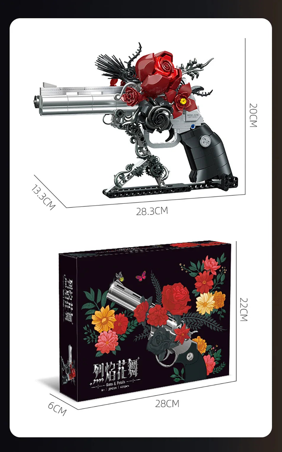 Technical Mechanical Rose Revolver Building Blocks – Military Gun MOC Toy for Kids