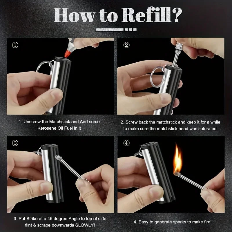 1-50 Pack Flint Metal Match Lighter – Portable Outdoor Survival Lighter, Lights Up to 10,000 Times