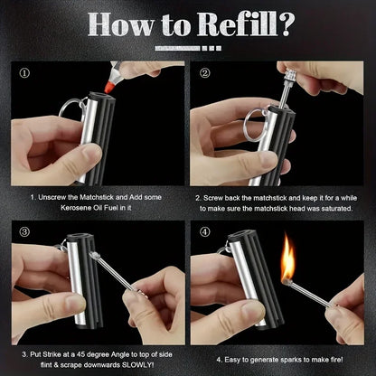 1-50 Pack Flint Metal Match Lighter – Portable Outdoor Survival Lighter, Lights Up to 10,000 Times