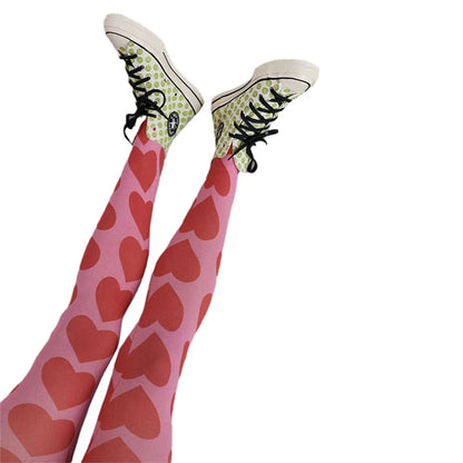 Women’s Patterned Pantyhose – Y2K Tie-Dye Sheer Tights with Hollow Mesh, Funky Grunge Streetwear Leggings