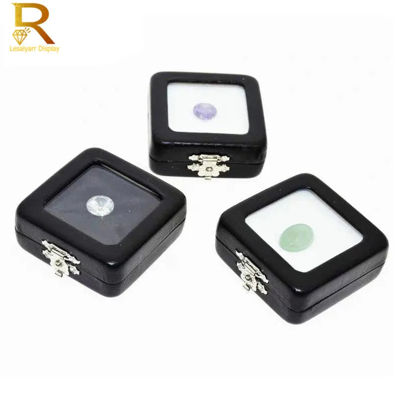 PU Leather Loose Diamond & Gemstone Display Box – Jewelry Storage Organizer Case with Black/White Pad for Beads, Pendants & Stones