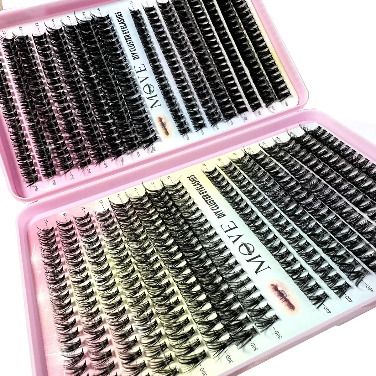 640-Piece 5D Cluster Lashes Kit – Fluffy Thick Volume Eyelash Extension Set, Mixed Tray Faux Mink Lashes for DIY & Salon Makeup